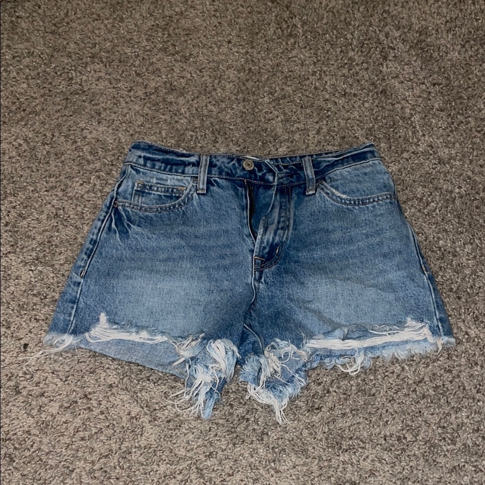VERVET BY FLYING MONKEY Blue Distressed Jean Shorts